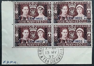 1937 Spanish Morocco British Post block of 15c Silver Wedding stamps First Day - Picture 1 of 3