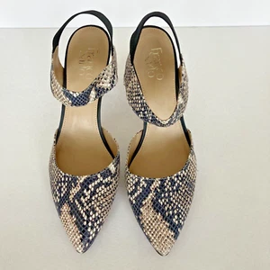 Franco Sarto Women's Size 9.5 Elastic Strap Leather Snake Print Sandals Slip On - Picture 1 of 13