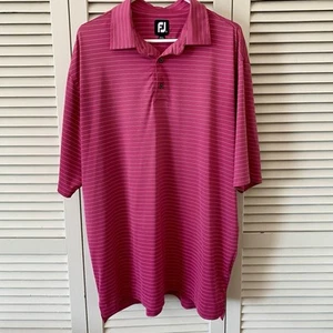 Footjoy Shirt Mens XL Pink Short Sleeve FJ Polo Golf Striped Performance Stretch - Picture 1 of 10