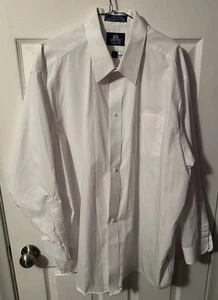 Camisa de vestir Stafford Pinpoint Oxford de algodón poli blanco con botones para hombre 18 35” - Imagen 1 de 3