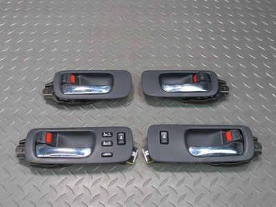 95-00 LEXUS UCF20L LS400 SET OF 4 INTERIOR DOOR HANDLE W TRIM & SWITCH BLACK OEM - Image 1 of 4