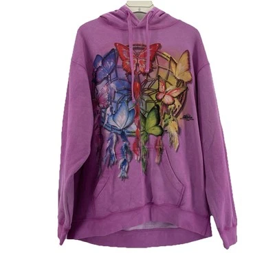 Sudadera con capucha Y2K The Mountain para mujer mediana púrpura mariposa atrapasueños caprichoso Foto 1 de 4