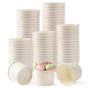 200 Count 4 oz Paper Ice Cream Cups Frozen Yogurt Cup Dessert Bowls Frozen De... - Picture 1 of 7