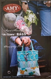 Amy Butler "In-Town Bags" Pattern - Handbag And Drawstring Purse - New - Picture 1 of 2