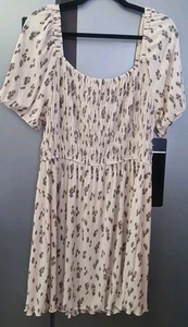 Vestido de Verano Primark Beige Ditsy Floral Talla L Mangas Abullonadas Arrugadas Boho Lolita - Imagen 1 de 13