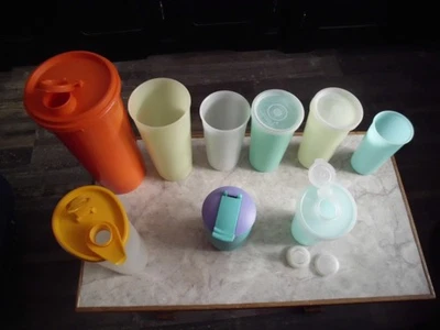 Tupperware Konvolut 8 Becher z.Teil mit Deckel + Ölprinz, - Bild 1 von 4