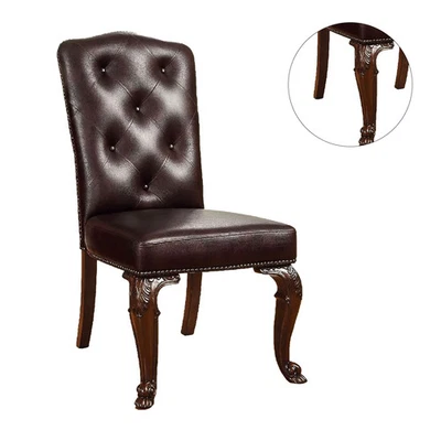 Set of 2 Dining Side Chair in Brown Cherry and Dark Brown Cherry Brown - Image 1 of 4
