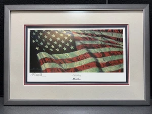 Mort Künstler "OLD GLORY" AMERICAN FLAG HAND SIGNED PRINT FRAMED ART 23”x16” - Picture 1 of 15
