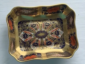 Royal Crown Derby Old Imari 1128 Rectangular Solid Gold Band 1800 Tray 3.75" 1st - Picture 1 of 10