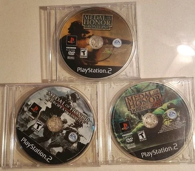 3 PS2 Games Medal Of Honor Series Rising Sun European Assault Frontline Read - Image 1 of 4