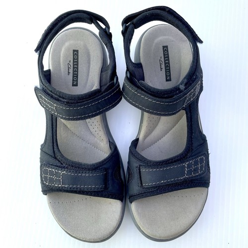 Sandali Clarks 6 5 in pelle nera con supporto per arco plantare imbottito EU 37