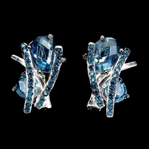 925 Sterling Silver Earrings Topaz Simulated Cz Gemstone jewelry - Picture 1 of 14