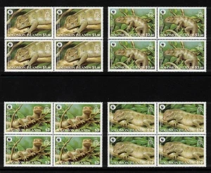 Solomon Islands Skink Blocks Of 4. Scott Catalog #1035-1038. M.N.H. - Picture 1 of 3