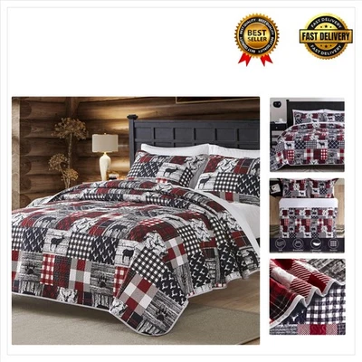 Encantador juego de edredón tamaño king - estilo rústico Lodge, perfecto para regalos navideños Foto 1 de 4