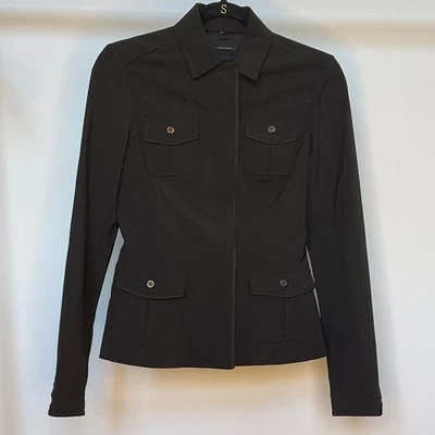 Blazer/chaqueta utilitaria estilo militar Elie Tahari, oliva oscuro, talla 2 Foto 1 de 3