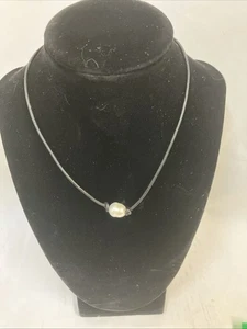 Halsband schwarz Lederband Halskette mit Barockperle 15" hergestellt von TN ARTISAN VG - Bild 1 von 4