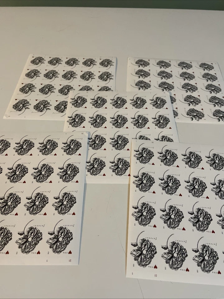 Vintage Rose Sheet of 20 (100 Total) Forever Stamps MNH #4959 - Free Ship - Image 1 of 3