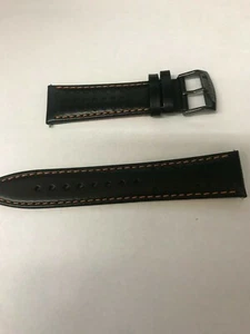 Citizen Eco-Drive CA0467-11H 23mm Black Leather Watch Band w/ Orange Stitching - Picture 1 of 3