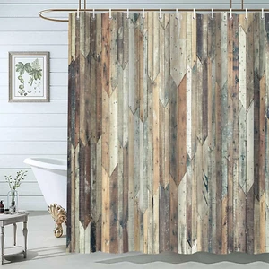 Rustic Wood Plank Shower Curtain for Bathroom, Old Wooden Board Barn Wood - Picture 1 of 12