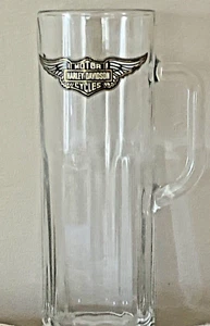 Harley Davidson Heavy Tall Glass 9" Logo Beer Mug Stein - Picture 1 of 3