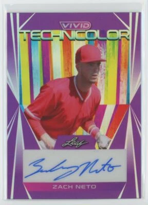 2022 Leaf Vivid Technicolor Purple  Autographs Zach Neto RC Auto 1/5 - Image 1 of 2