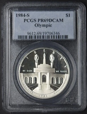 1984-S Olympics Silver Dollar Coin PCGS PR 69 DCAM - COINGIANTS - - Image 1 of 2