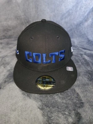 NEW ERA 59 FIFTY NFL INDIANAPOLIS COLTS FITTED MENS HAT 7 1/8 BLACK BLUE NEW - Image 1 of 4