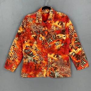 Chicos Hemdjacke Damen 1 (Medium) rot Leopardenmuster Knopfleiste leicht - Bild 1 von 13