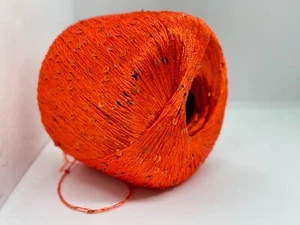 Ella Rae Sequinicity #25 Paprika Fine Mini Sequin Yarn 50gr 295yds Dark Orange - Picture 1 of 5