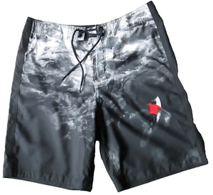 NWOT! VINTAGE HOLLISTER BLACK/GRAY GRAPHIC PRINT BOARDSHORTS SURF MENS SIZE L - Picture 1 of 6