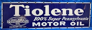 Tiolene Motor Oil Porcelain Enamel Sign 24 X 80 Inches in 2 Parts - Picture 1 of 6