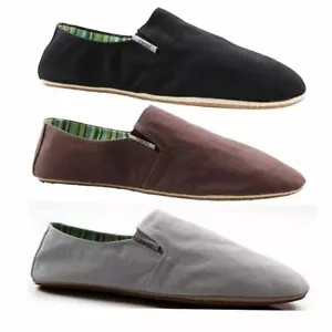 Mens Zasel Cotton Canvas Slip On Flats Black Brown White Casual Sneakers Shoes - Picture 1 of 30