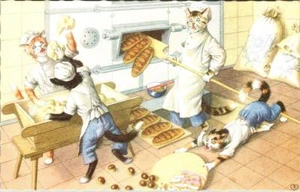 MAINZER Dressed Cats #4873 BAKERY~BAKERS~BREAD  Anthropomorphic BELGIUM Postcard - Picture 1 of 2