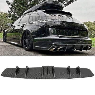 For Audi A3 A4 A5 A6 S6 Rear Diffuser 7 Fins Bumper Lip Splitter Spoiler Carbon - Image 1 of 4