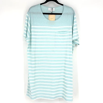 Nuevo con etiquetas Vestido Camiseta La Ligne Nuevo Edie Tejido Rayas Algodón Azul Aqua/Blanco XL Foto 1 de 4