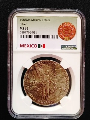 1984 Mo Mexico Silver 1 Onza MS65 - Image 1 of 3