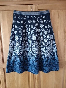 Per Una Beautiful Navy Patterned A Line Floaty Cotton Lined Summer Skirt Size 8 - Picture 1 of 24