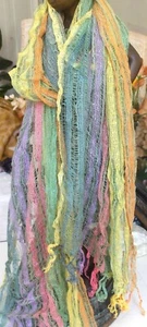 ECHARPES EN VISCOSE FILET RAYEE LOT DE 3 COULEURS DIFFERENTES - Picture 1 of 8