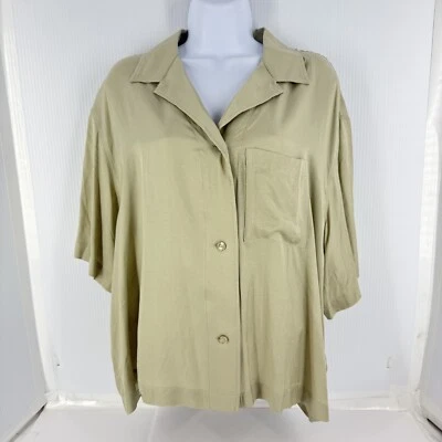 Camisa H&M Mujer Verde Resort L Campamento Minimalista Lagenlook Natural Nueva con Etiquetas Calce Relajado Foto 1 de 4