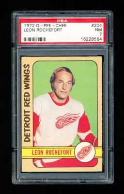 1972 OPC HOCKEY 204 LEON ROCHEFORT PSA 7 NEAR MINT RED WINGS - Image 1 of 4