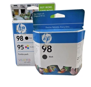HP 95/98 Combo Pack (CB327FN#140) 98 Black & 95 Tri-Color AND HP 98 Black - Picture 1 of 6