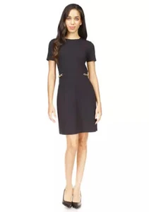 $150 Michael Kors Women's Scuba Hardware Mini Dress, Black, 0X - Picture 1 of 4