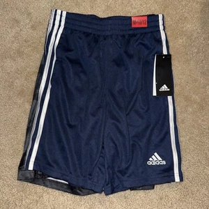 2PK Adidas Youth 3-Stripe Active Athletic Shorts, Black & Blue , Size M-10/12 - Picture 1 of 3