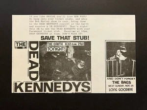 Original 1979 Dead Kennedys Portland Concert Handbill Marley Promo Punk KBD PSC - Picture 1 of 2