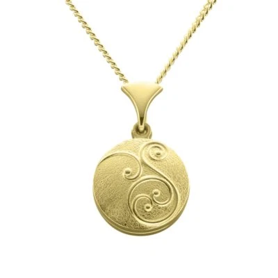 Ola Gorie 9ct Yellow Gold Celtic Secrets Swirl Locket 18" Chain Pendant Scottish - Image 1 of 4