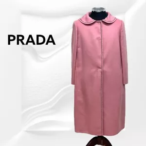 PRADA Virgin Wool Angora Kashigora Stitch Design Coat Pink 40 - Picture 1 of 10