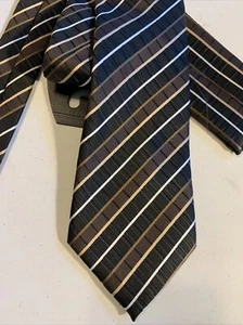 Neue Marke Q Herren Mikrofaser Krawatte & Taschentuch Set braun weiß und gold Business - Bild 1 von 7