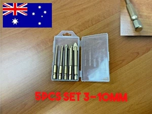 5PC SET 3-10mm Spear Head Titanium Ceramic Tile Glass Drill Bit Tungsten Carbide - Picture 1 of 6