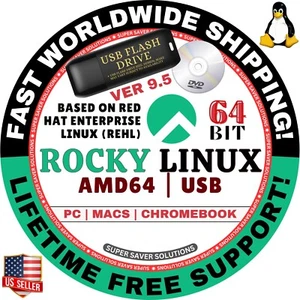 ROCKY 10 LINUX OS | 64-BIT | LIVE, FULL BOOT | USB, DVD | MAC, PC | RED HAT REHL - Picture 1 of 3