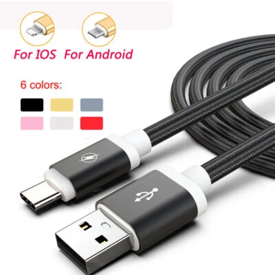 1M 2M 3M USB Data Charger Charging Cable fit for iPhone/iOS 11 13 Android Type-C - Image 1 of 4